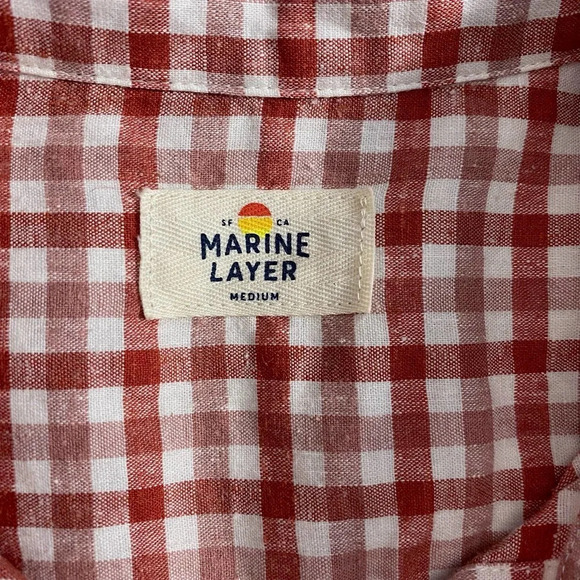 Marine Layer Madeline Relaxed‎ Crop Shirt in Red & White Plaid Size US Medium - Picture 11 of 12